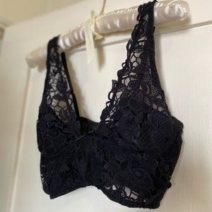Fleur Du Mal black lace longline bra | size small